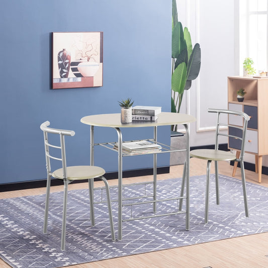 3-Piece Space-Saving Bistro Set for Kitchen and Apartment, Light Gray Dining Room Sets Light Gray at Gallery Canada