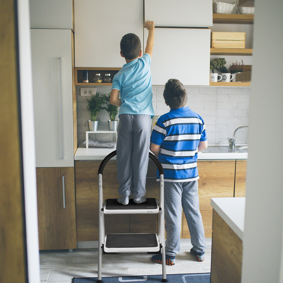 2.75 Feet Folding Step Stool, Iron Frame, Anti-Slip Pedals, 330lbs, Black Ladders at Gallery Canada