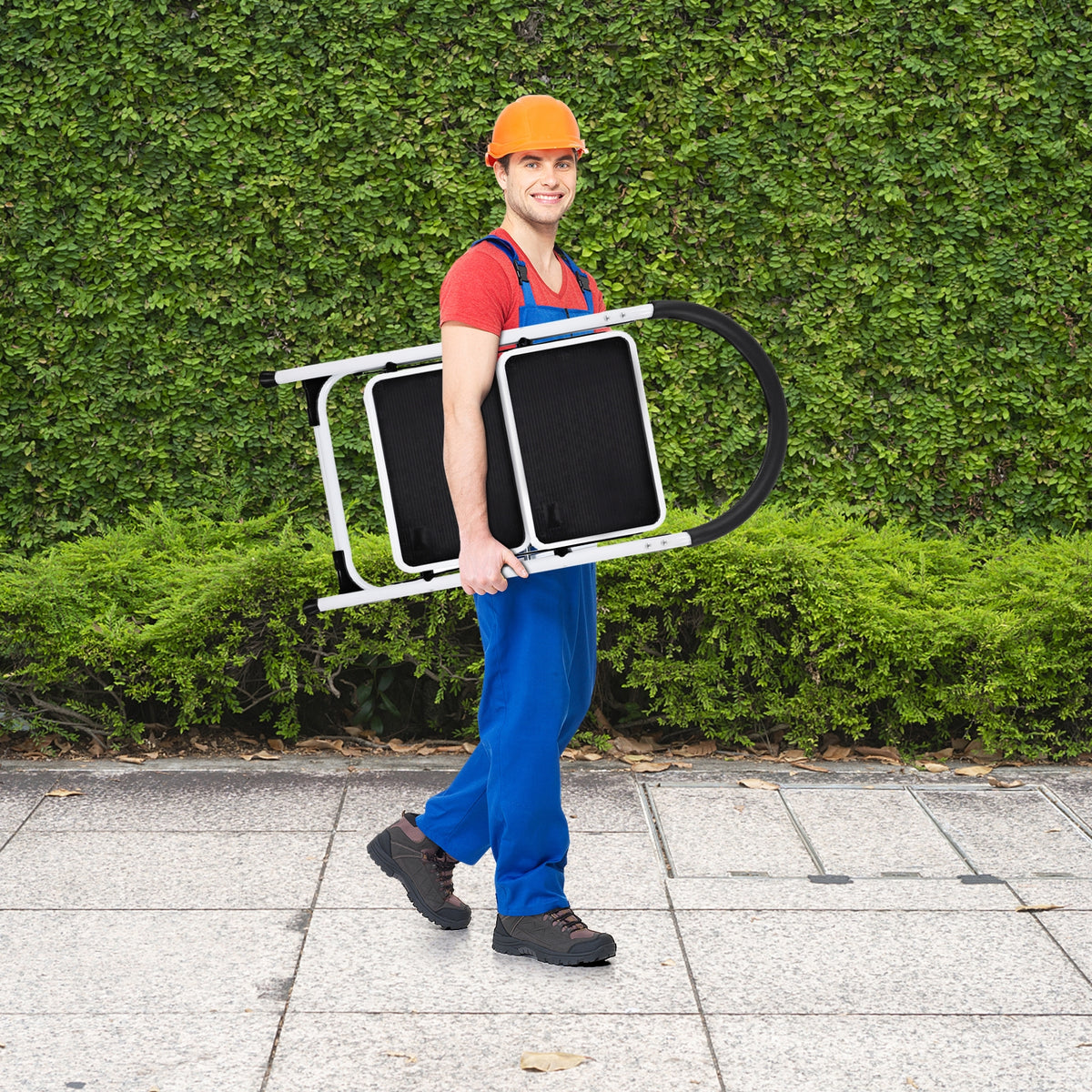 2.75 Feet Folding Step Stool, Iron Frame, Anti-Slip Pedals, 330lbs, Black Ladders at Gallery Canada