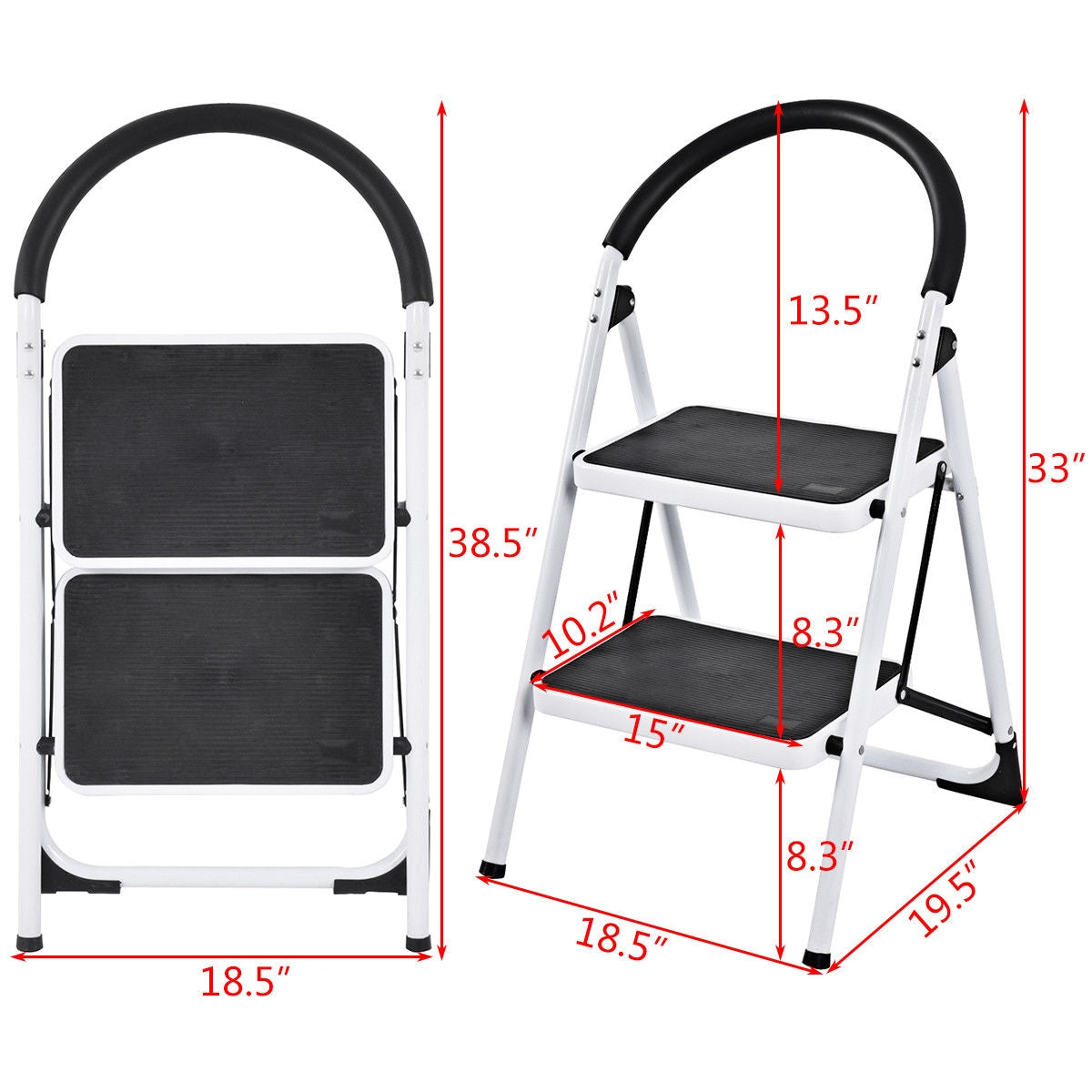 2.75 Feet Folding Step Stool, Iron Frame, Anti-Slip Pedals, 330lbs, Black Ladders at Gallery Canada