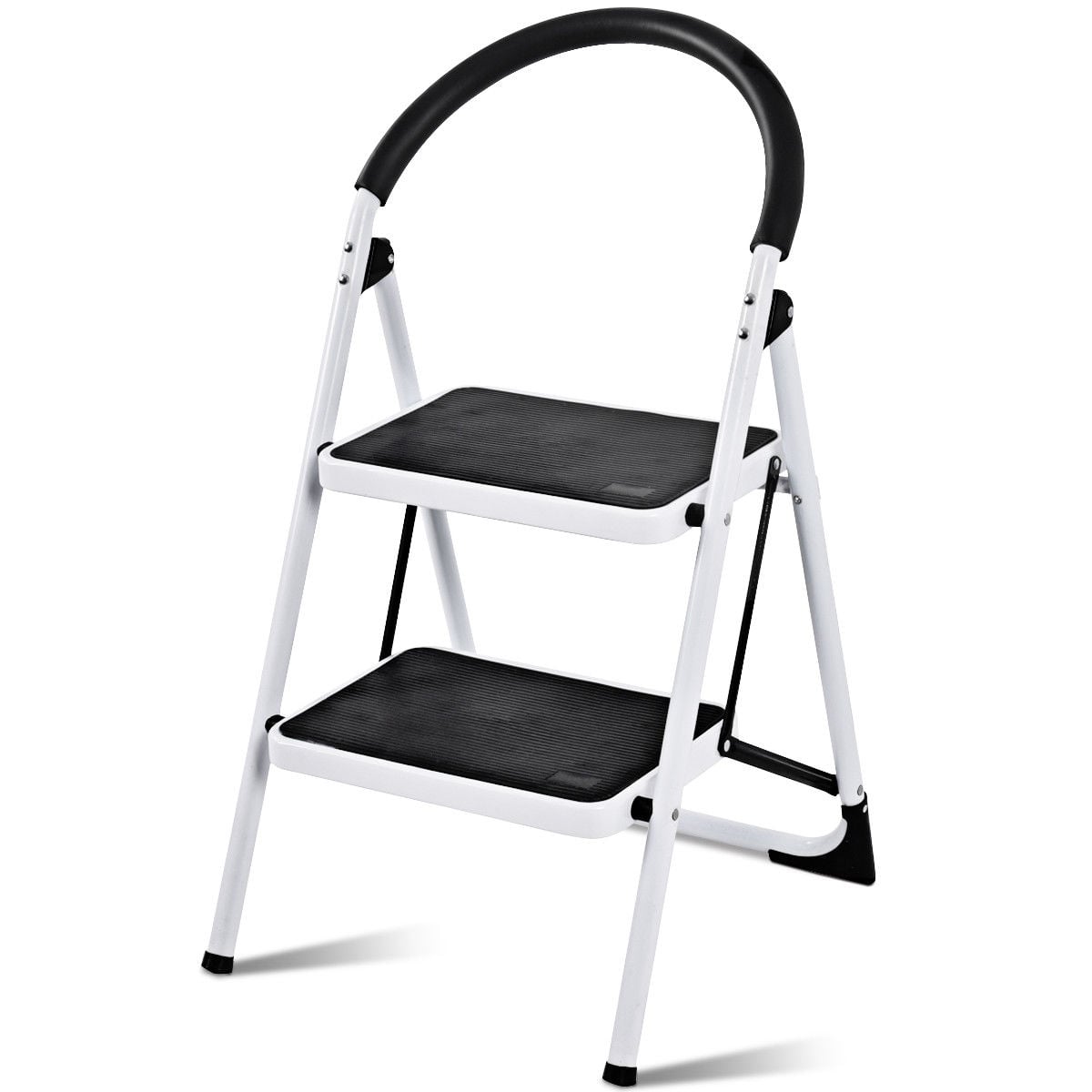 2.75 Feet Folding Step Stool, Iron Frame, Anti-Slip Pedals, 330lbs, Black Ladders Black at Gallery Canada