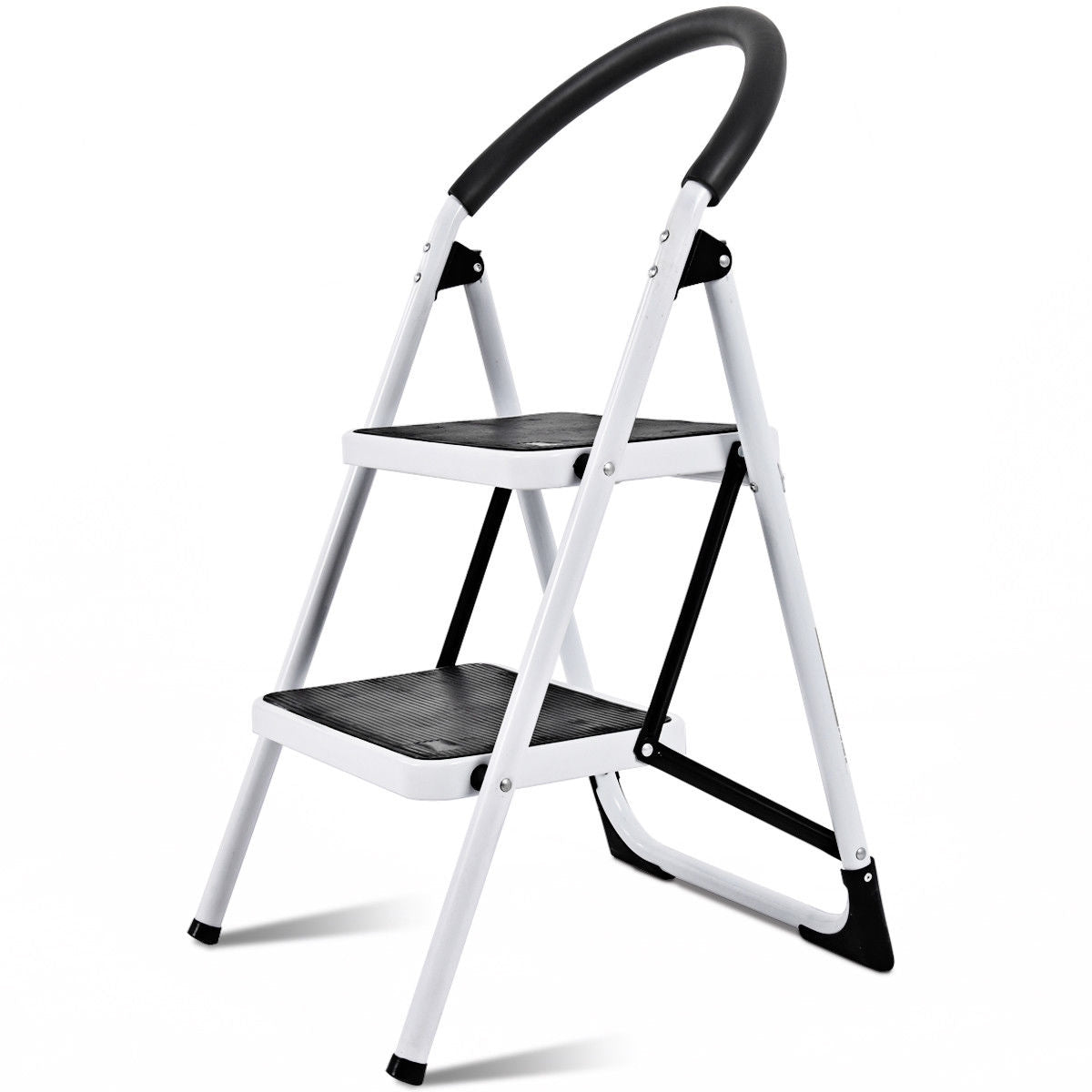2.75 Feet Folding Step Stool, Iron Frame, Anti-Slip Pedals, 330lbs, Black Ladders at Gallery Canada