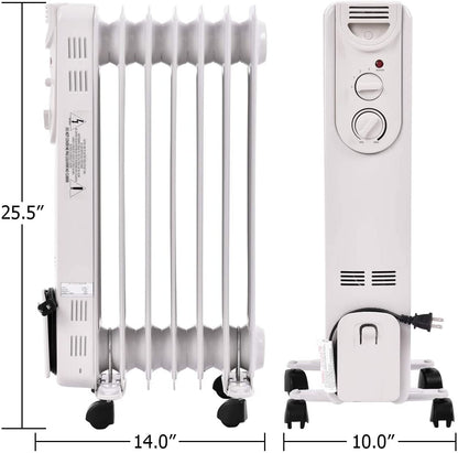 1500W Electric Oil Filled Radiator, 3 Heat Settings Space Heaters at Gallery Canada
