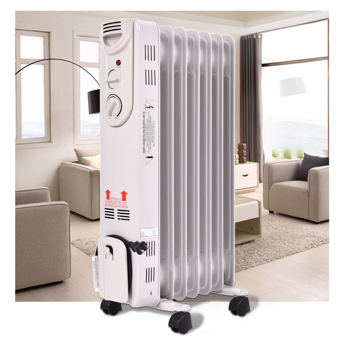 1500W Electric Oil Filled Radiator, 3 Heat Settings Space Heaters at Gallery Canada