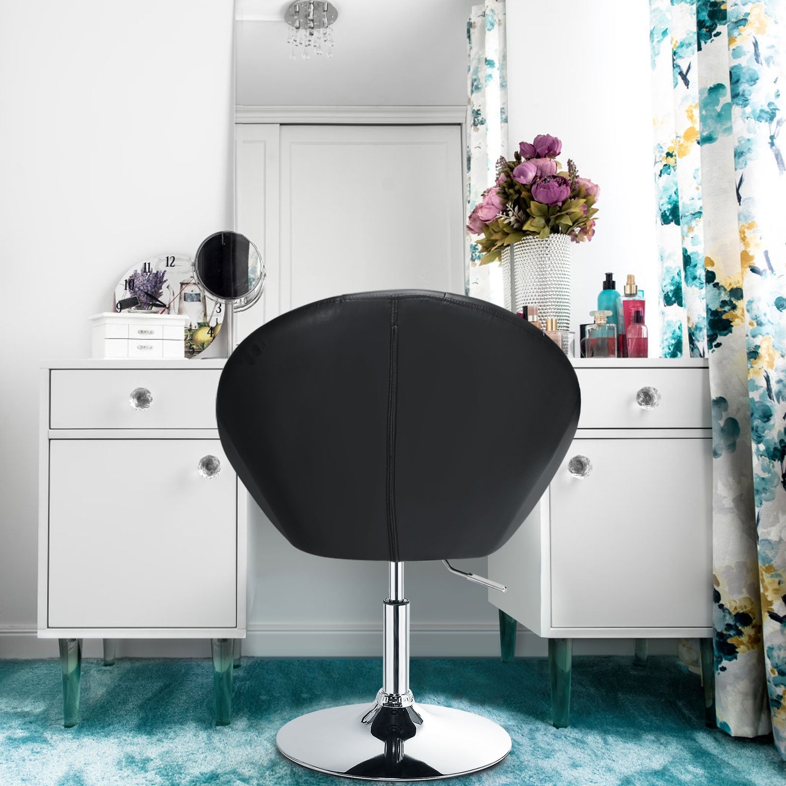 Adjustable Modern Swivel Round Tufted, Black Leisure Chairs at Gallery Canada