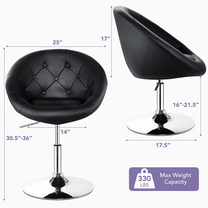 Adjustable Modern Swivel Round Tufted, Black Leisure Chairs at Gallery Canada