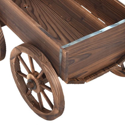 Wood Wagon Planter Pot Stand With Wheels, Natural Raised Garden Beds at Gallery Canada
