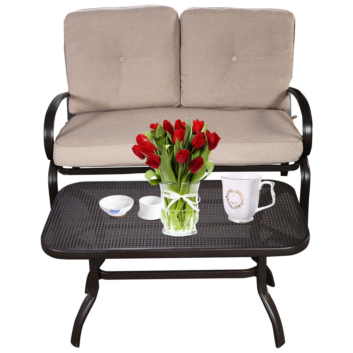 Patio Outdoor Cushioned Coffee Table Seat, 2 Pieces, Beige Patio Conversation Sets at Gallery Canada