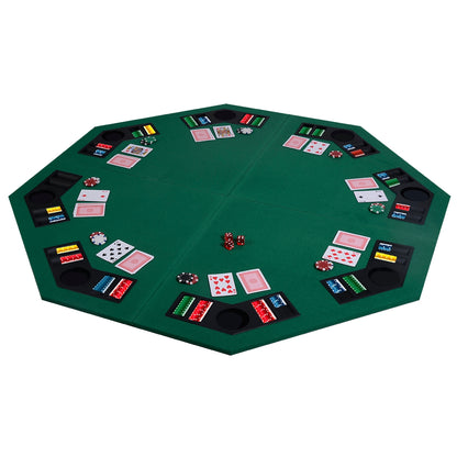 48 Inch 8 Players Octagon Fourfold Poker Table Top, Green Game Room at Gallery Canada