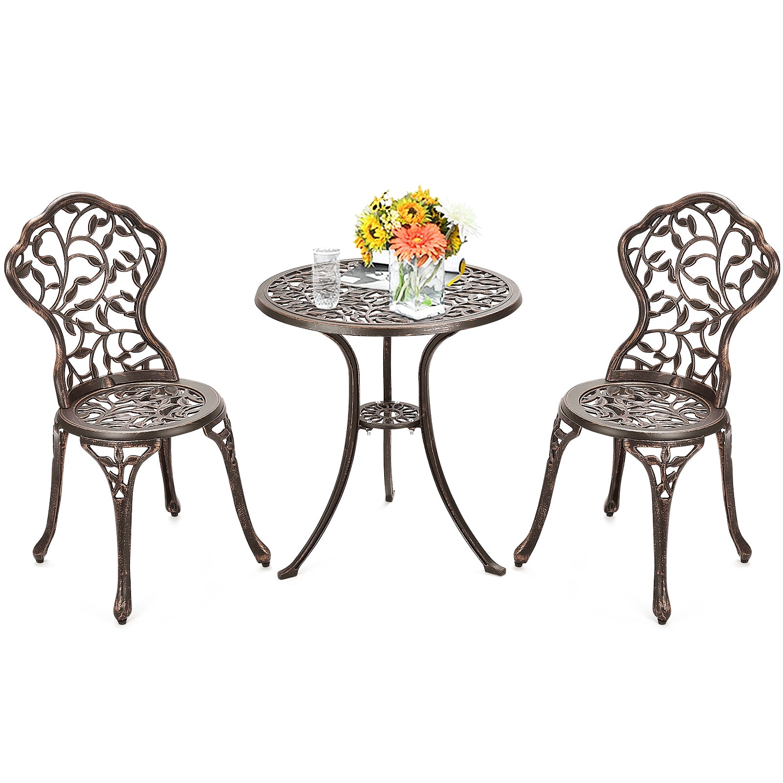 3 Piece Cast Aluminum Bistro Set, Bronze Patio Conversation Sets at Gallery Canada