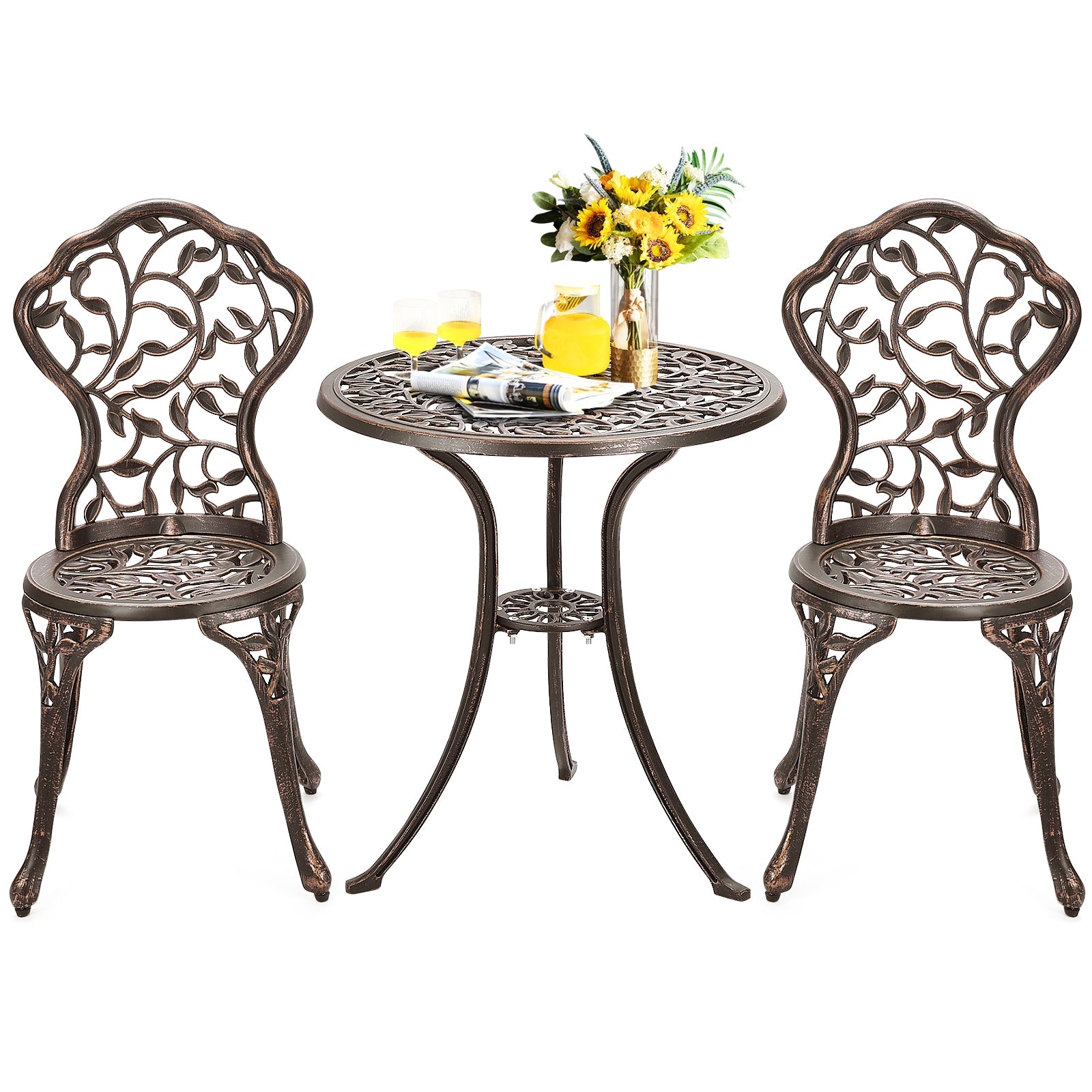 3 Piece Cast Aluminum Bistro Set, Bronze Patio Conversation Sets at Gallery Canada