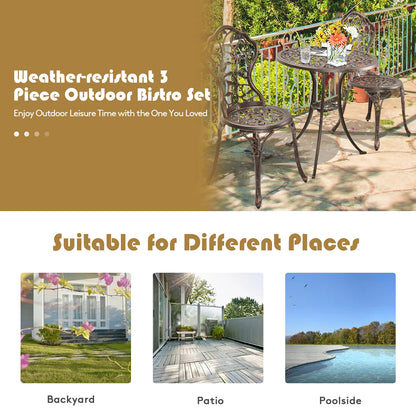 3 Piece Cast Aluminum Bistro Set, Bronze Patio Conversation Sets at Gallery Canada