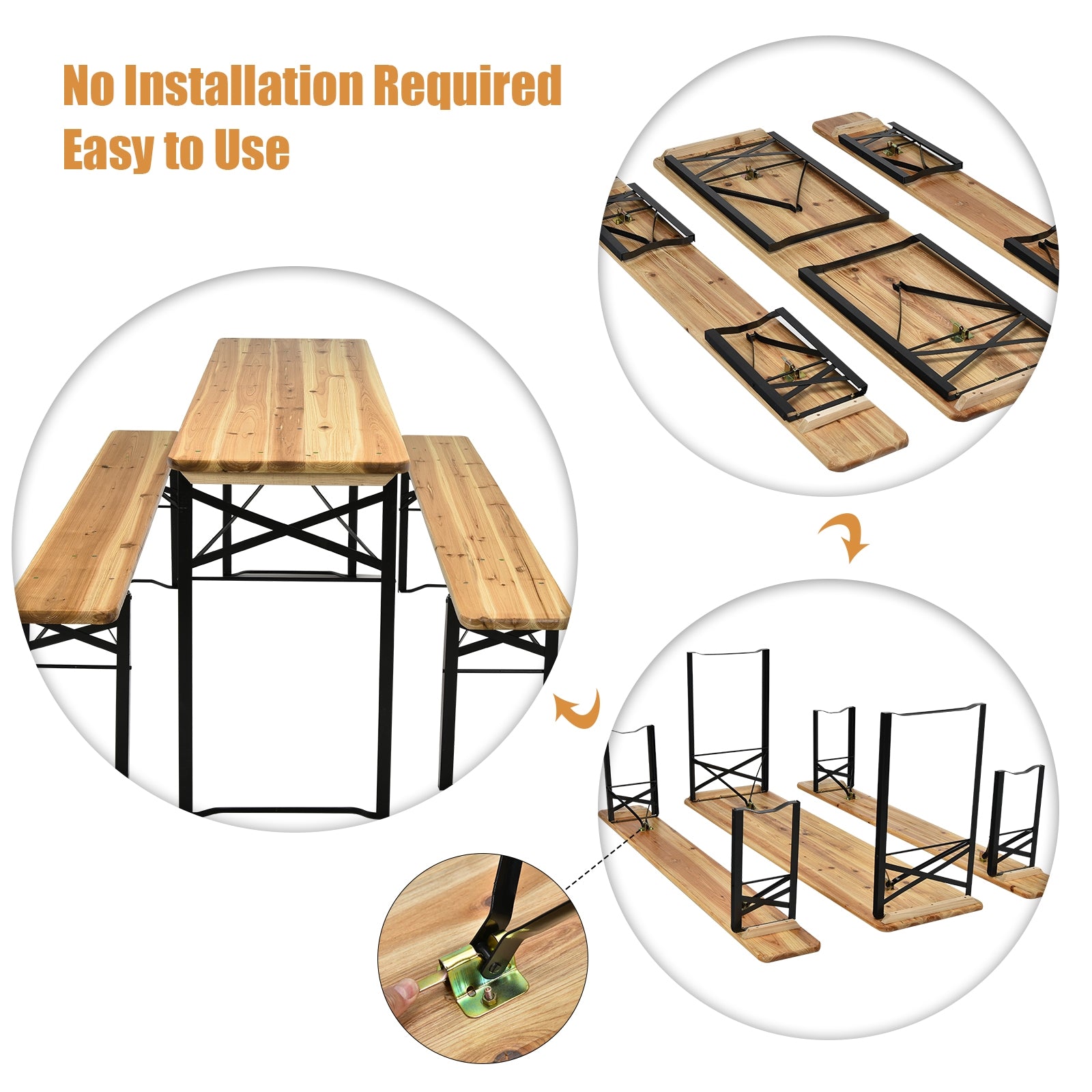 3 Piece Folding Wooden Picnic Table Bench Set Patio Tables at Gallery Canada
