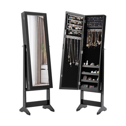 Mirrored Jewelry Cabinet Armoire, Mirror Organizer Storage Box With Stand, Black Jewelry Armoires Black at Gallery Canada