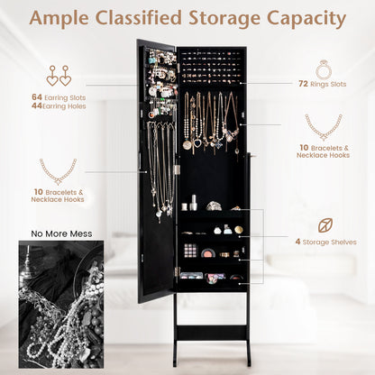 Mirrored Jewelry Cabinet Armoire, Mirror Organizer Storage Box With Stand, Black Jewelry Armoires at Gallery Canada