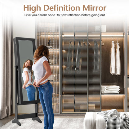 Mirrored Jewelry Cabinet Armoire, Mirror Organizer Storage Box With Stand, Black Jewelry Armoires at Gallery Canada