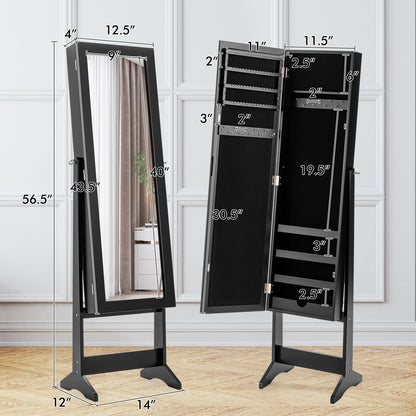 Mirrored Jewelry Cabinet Armoire, Mirror Organizer Storage Box With Stand, Black Jewelry Armoires at Gallery Canada