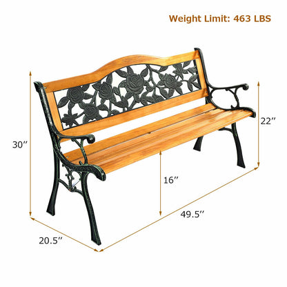 Outdoor Cast Iron Patio Bench, Rose Outdoor Benches at Gallery Canada