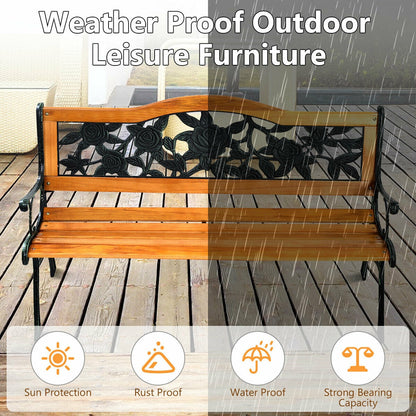 Outdoor Cast Iron Patio Bench, Rose Outdoor Benches at Gallery Canada