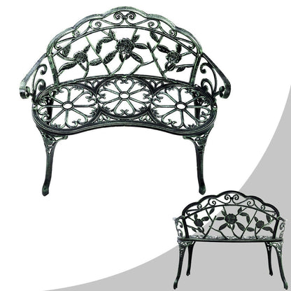 Outdoor Cast Aluminum Patio Bench Antique Rose, Green Outdoor Benches Green at Gallery Canada