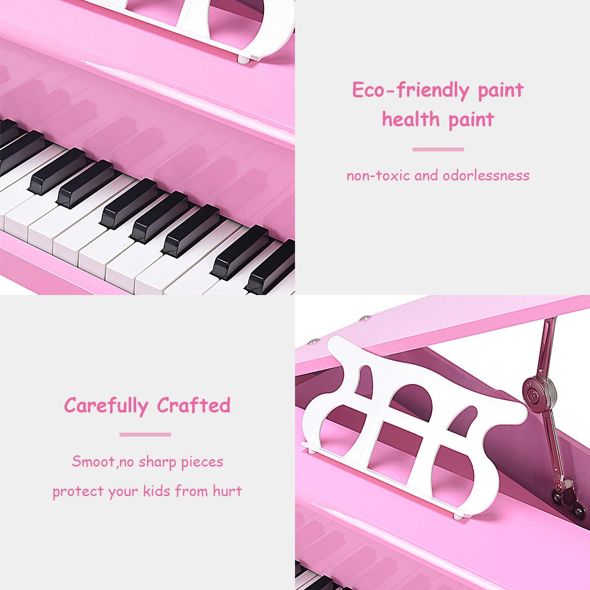 30-Key Children Mini Grand Piano With Bench, Pink Musical Toys at Gallery Canada