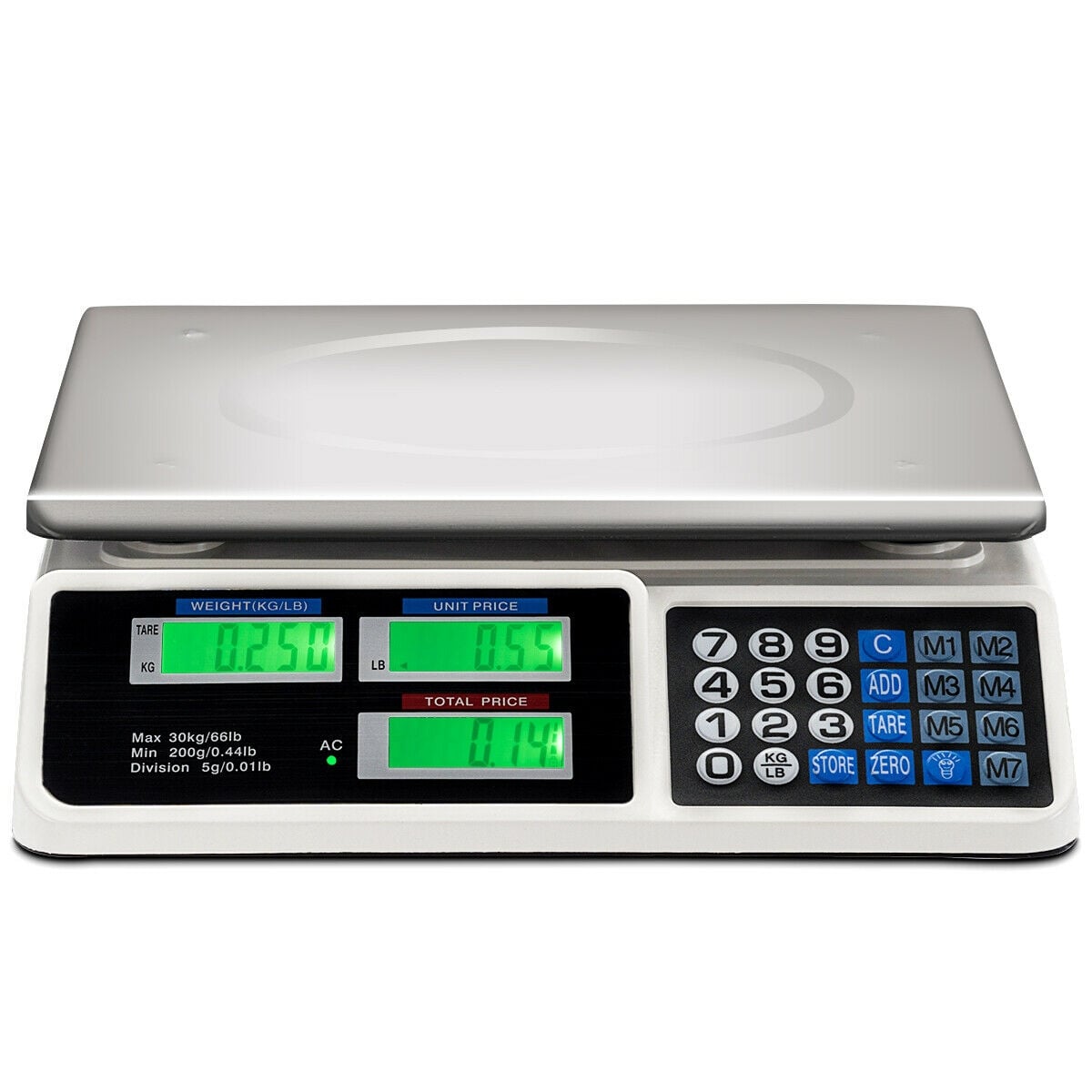 Electronic Price Computing Scale, 66 lbs, LCD Screen Display, Silver Kitchen Tools Silver at Gallery Canada