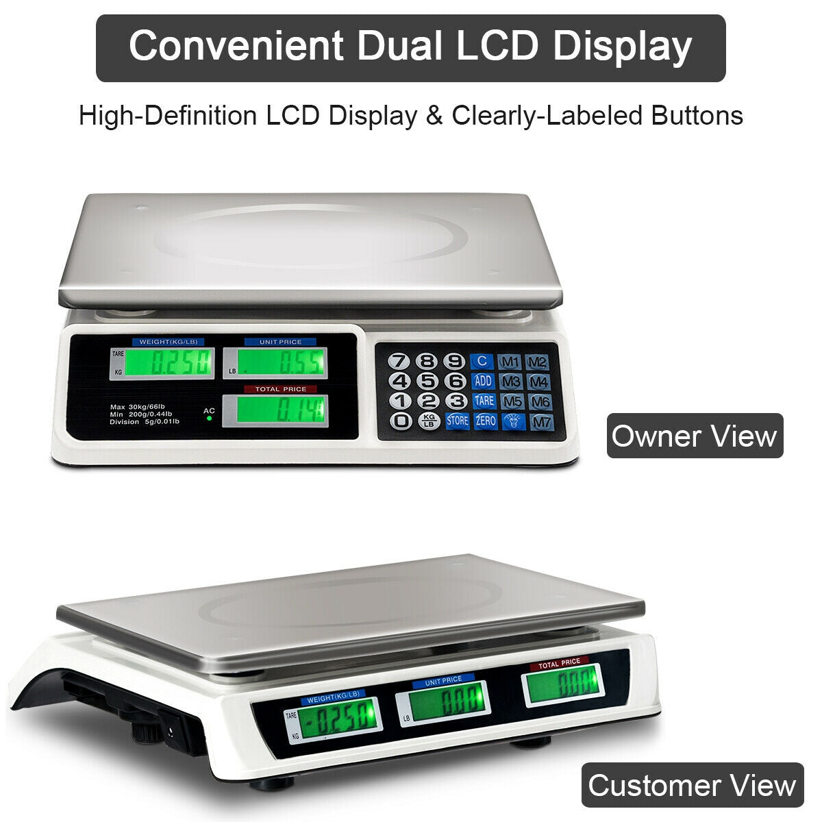 Electronic Price Computing Scale, 66 lbs, LCD Screen Display, Silver Kitchen Tools at Gallery Canada