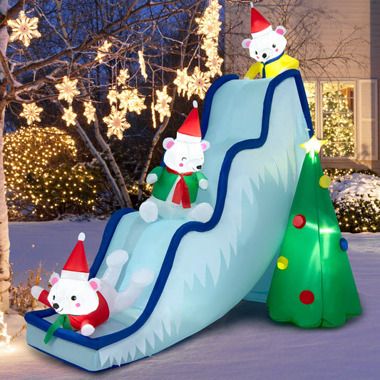 9 Feet Inflatable Polar Bear Slide, LED Lights, Multicolor Christmas Inflatables Multicolor at Gallery Canada