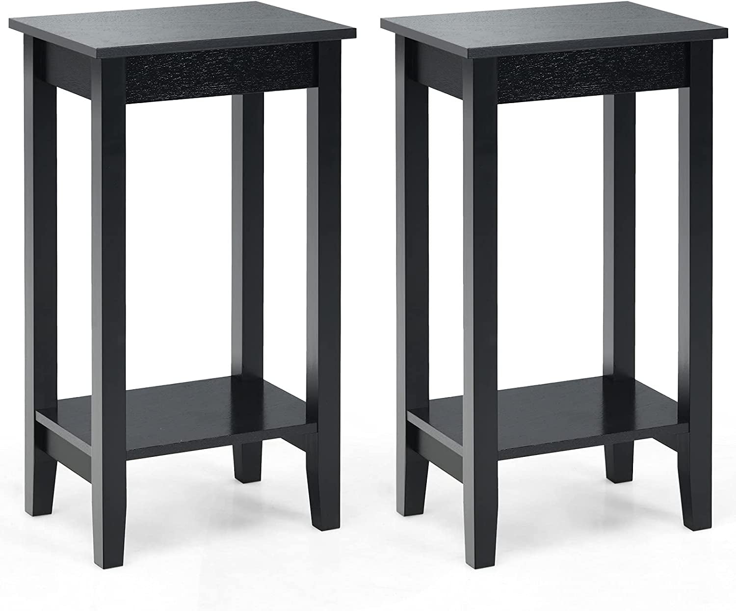 2-Tier End Table Set With Storage Shelf, Black End & Side Tables Black at Gallery Canada