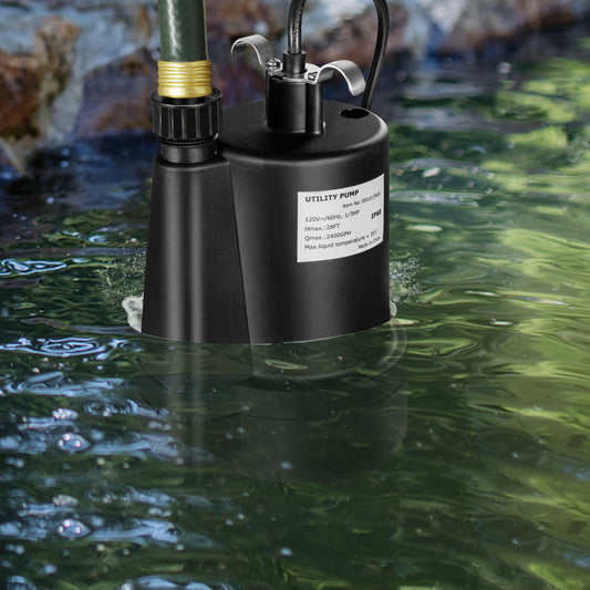 1/3HP 2400GPH Submersible Utility Pump, 10 FT Cord, Black Watering & Irrigation Black at Gallery Canada