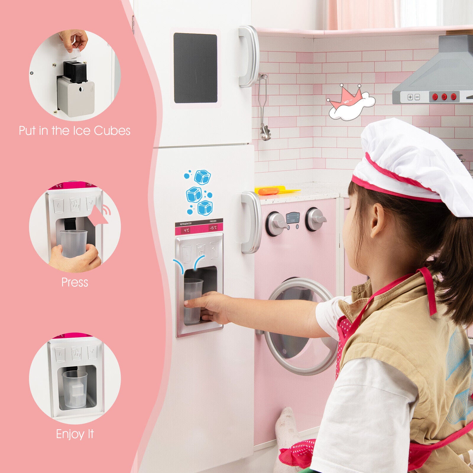 Corner Play Kitchen Wooden Toy Set, Pink Play Kitchen Sets at Gallery Canada