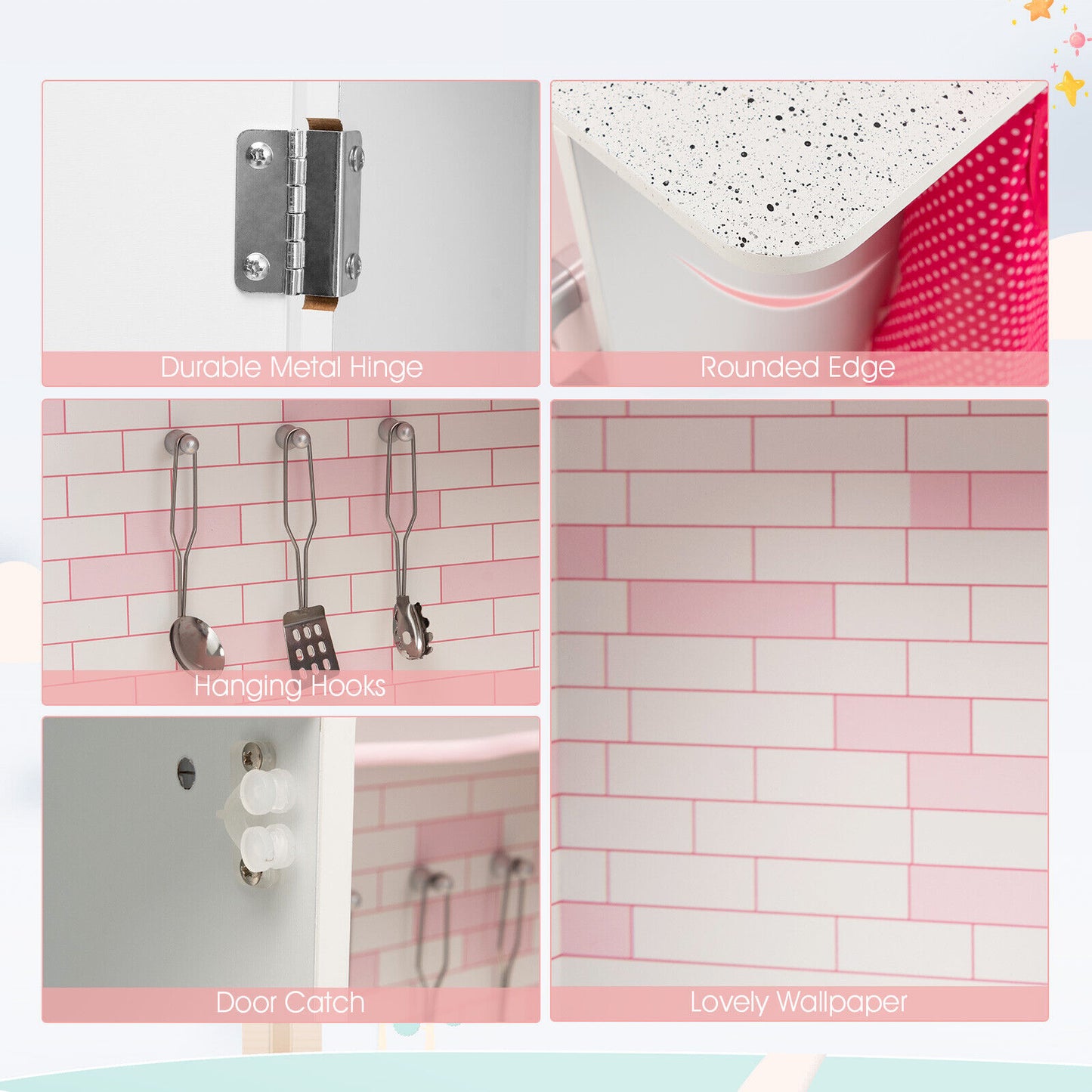 Corner Play Kitchen Wooden Toy Set, Pink Play Kitchen Sets at Gallery Canada