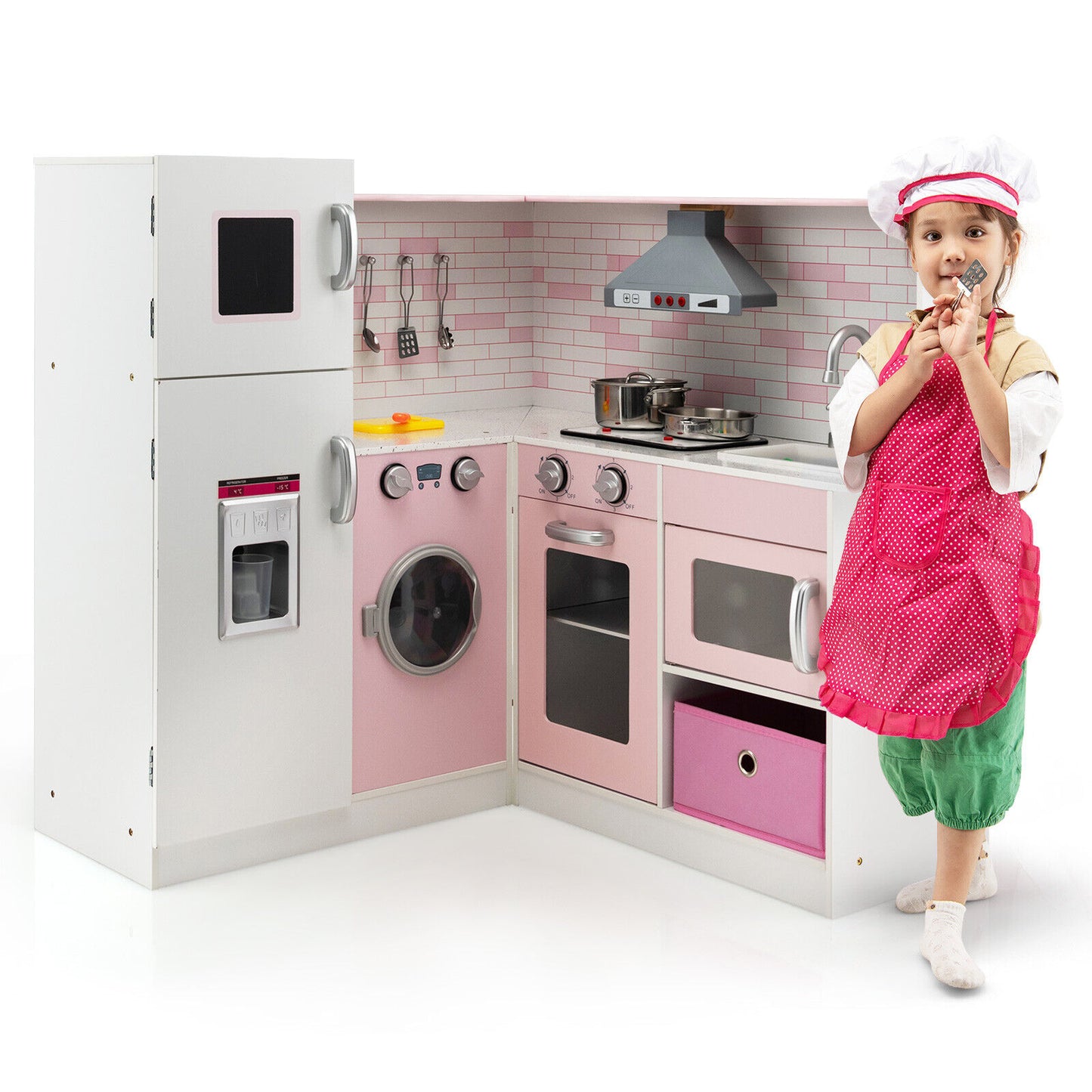 Corner Play Kitchen Wooden Toy Set, Pink Play Kitchen Sets at Gallery Canada