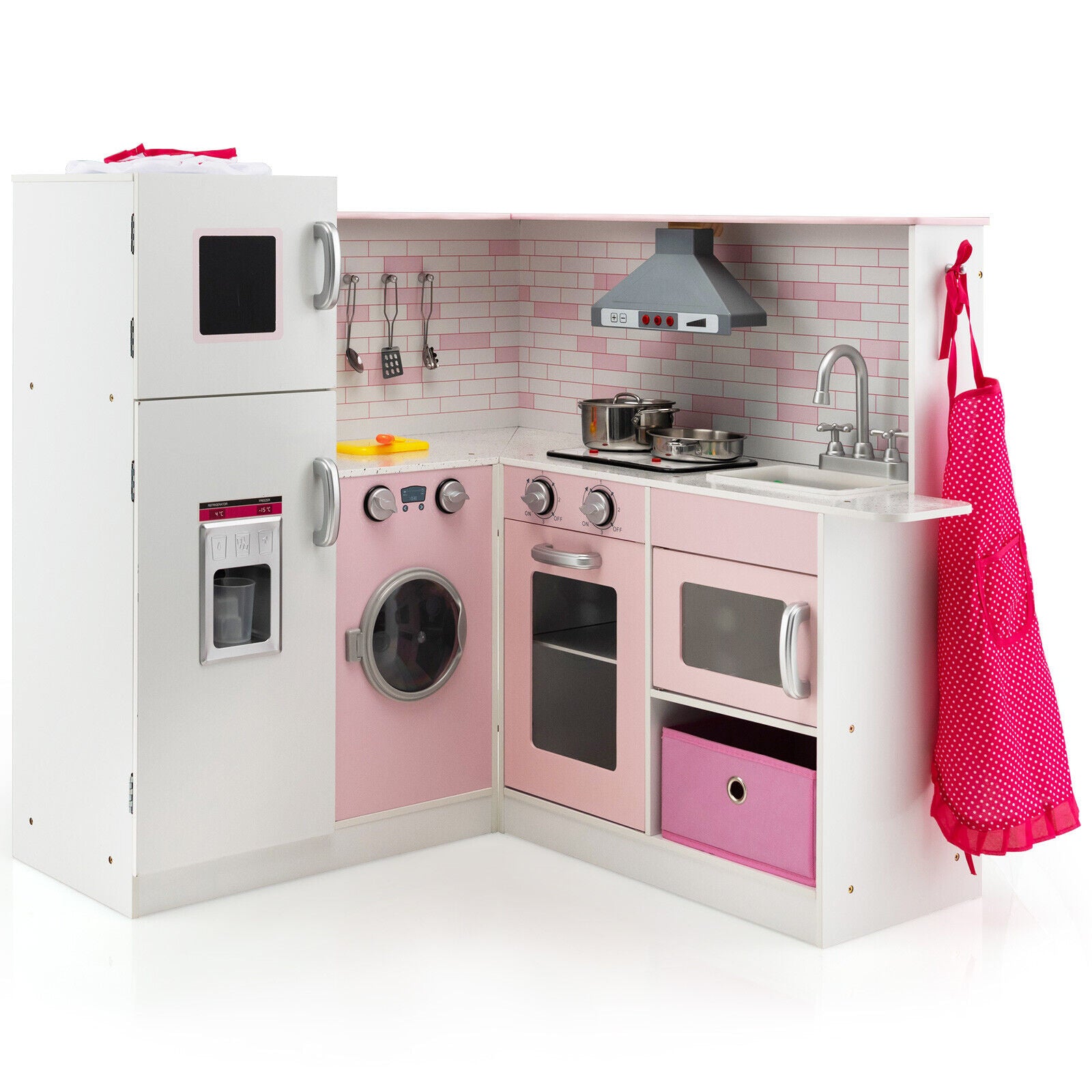 Corner Play Kitchen Wooden Toy Set, Pink Play Kitchen Sets at Gallery Canada
