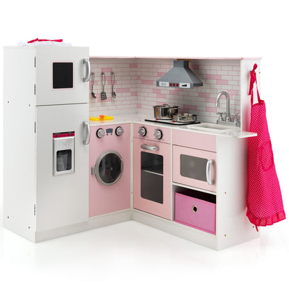 Corner Play Kitchen Wooden Toy Set, Pink Play Kitchen Sets at Gallery Canada
