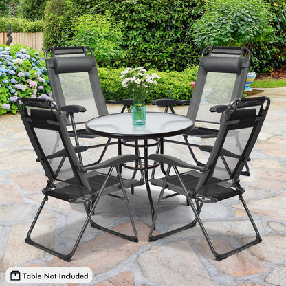 2 Piece Adjustable Folding Recliner Chairs, 7 Level Backrest, Gray Beach & Lawn Chairs at Gallery Canada