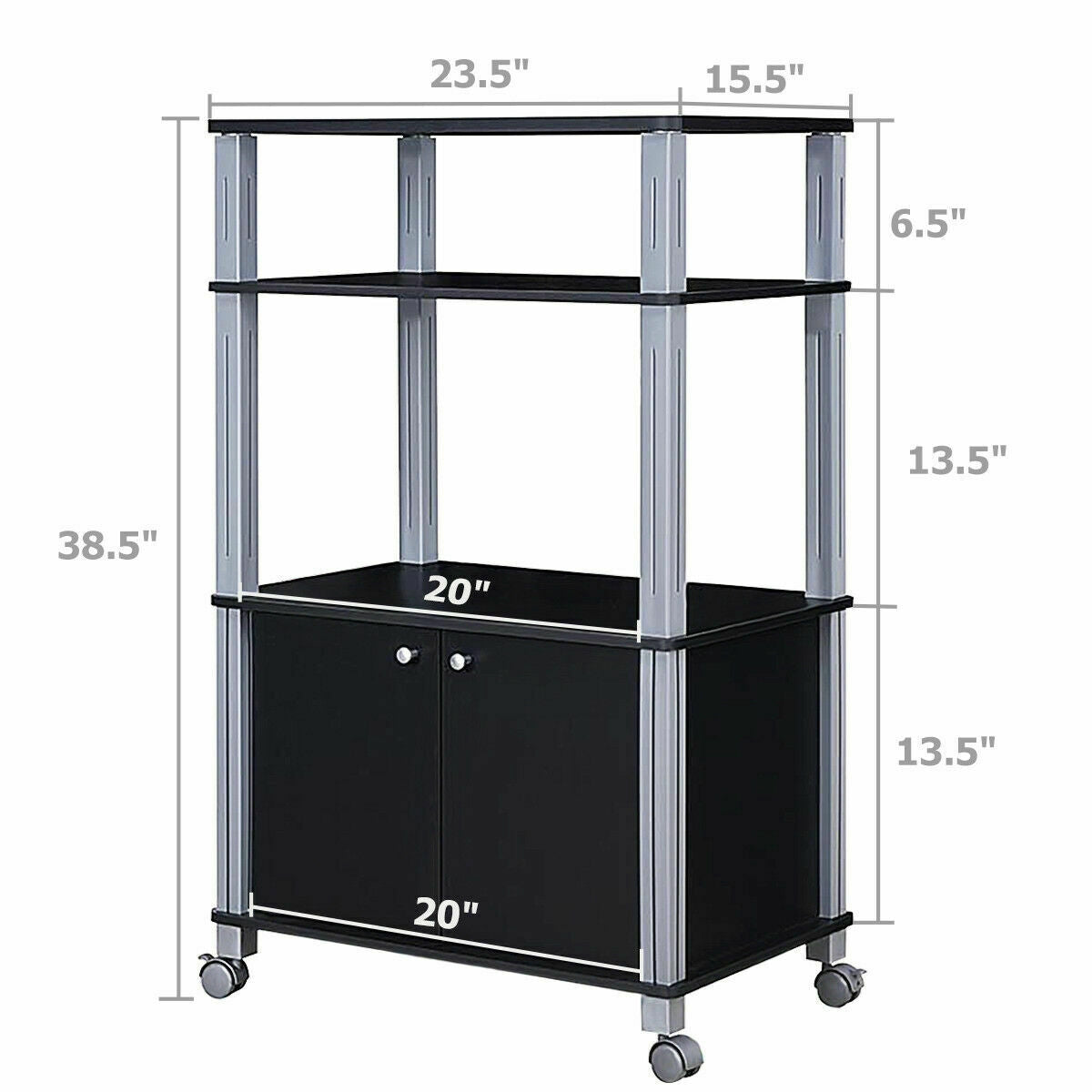 Microwave Rack Stand Rolling Storage Cart, Black Baker's Racks at Gallery Canada