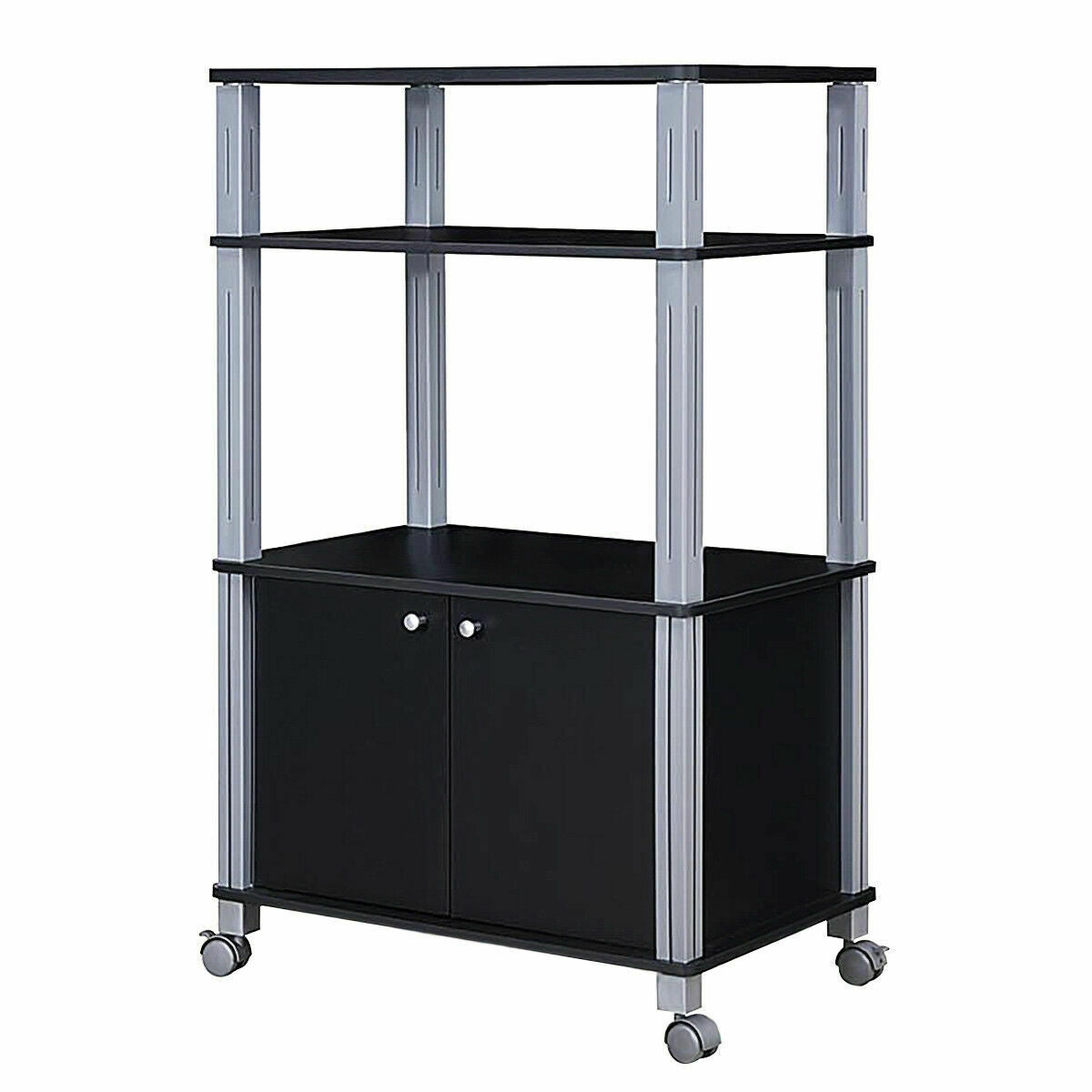 Microwave Rack Stand Rolling Storage Cart, Black Baker's Racks at Gallery Canada