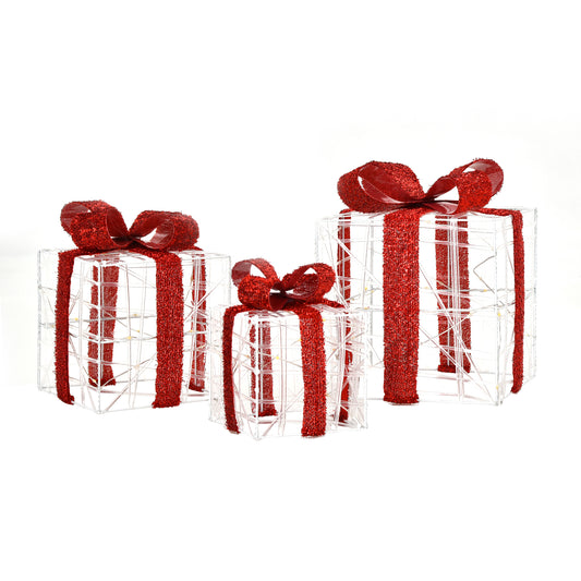 Christmas Lighted Gift Box Decorations, 60 LED Lights, Indoor Outdoor, Red Christmas Decor & Accessories Red at Gallery Canada