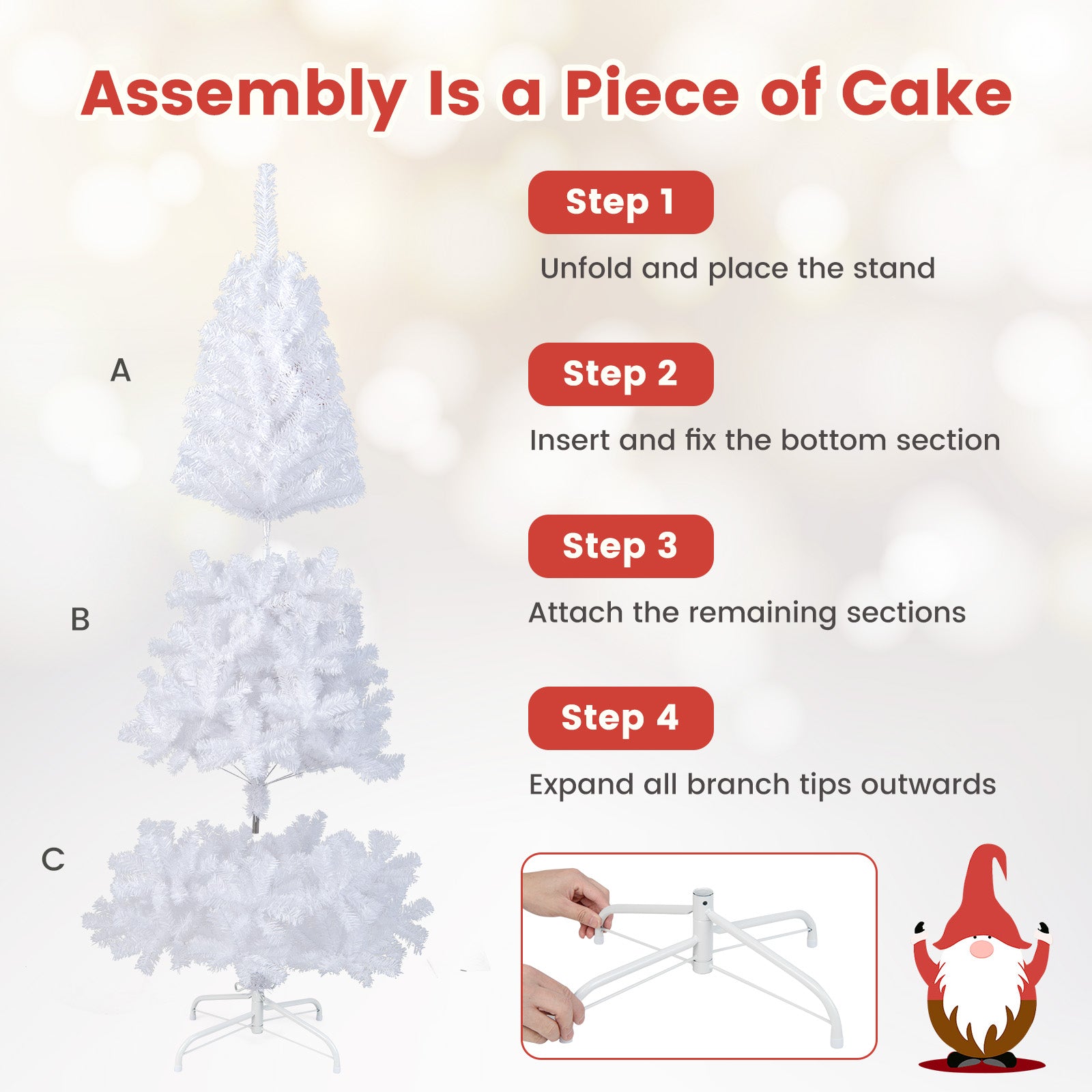 7 ft Christmas Tree, Solid Metal Stand, White Christmas Tree at Gallery Canada