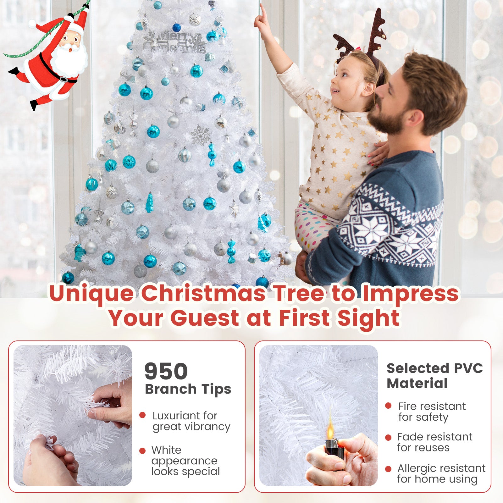 7 ft Christmas Tree, Solid Metal Stand, White Christmas Tree at Gallery Canada