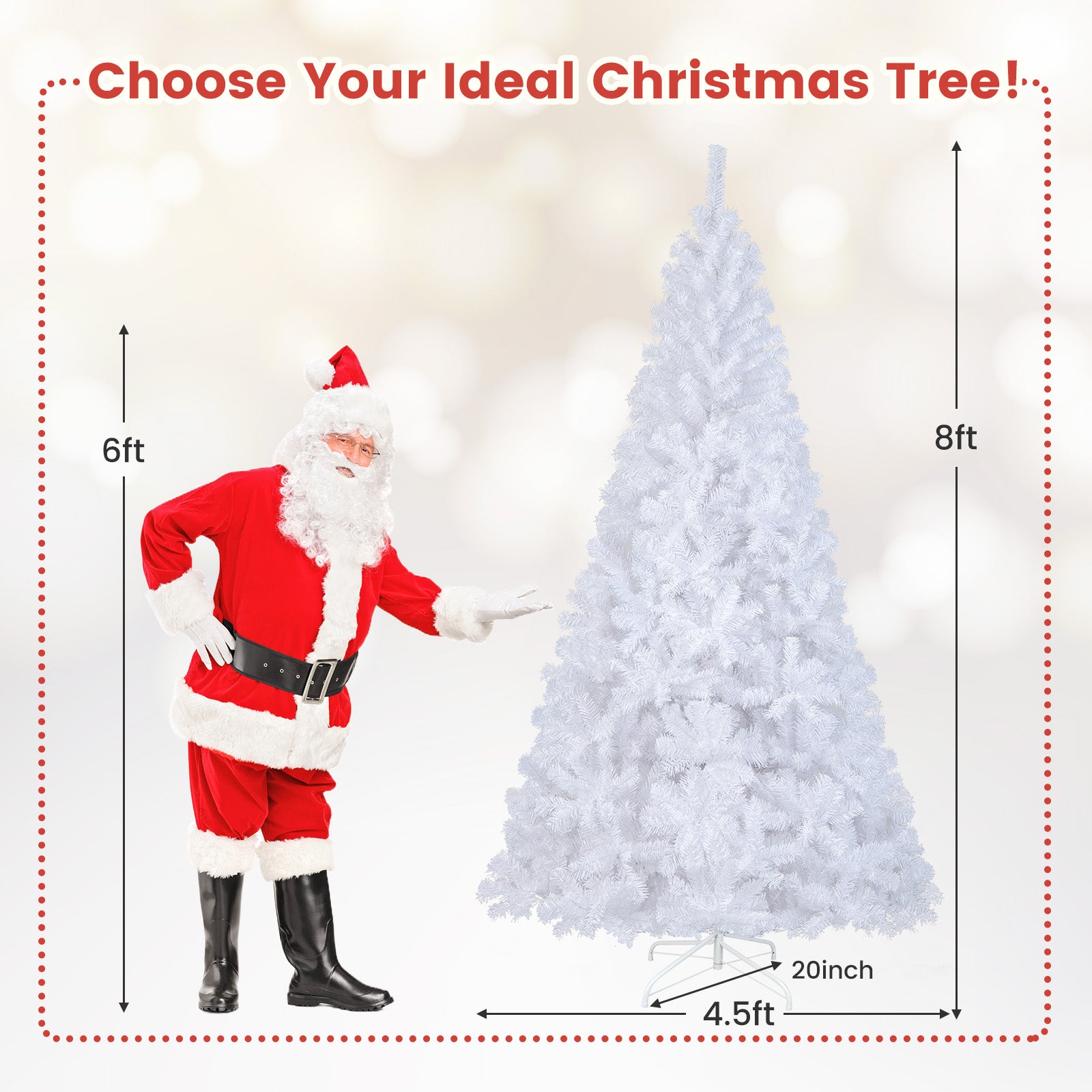8 ft Christmas Tree, Solid Metal Stand, White Christmas Tree at Gallery Canada