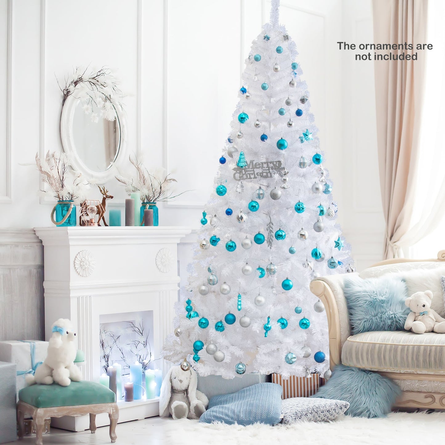 8 ft Christmas Tree, Solid Metal Stand, White Christmas Tree at Gallery Canada