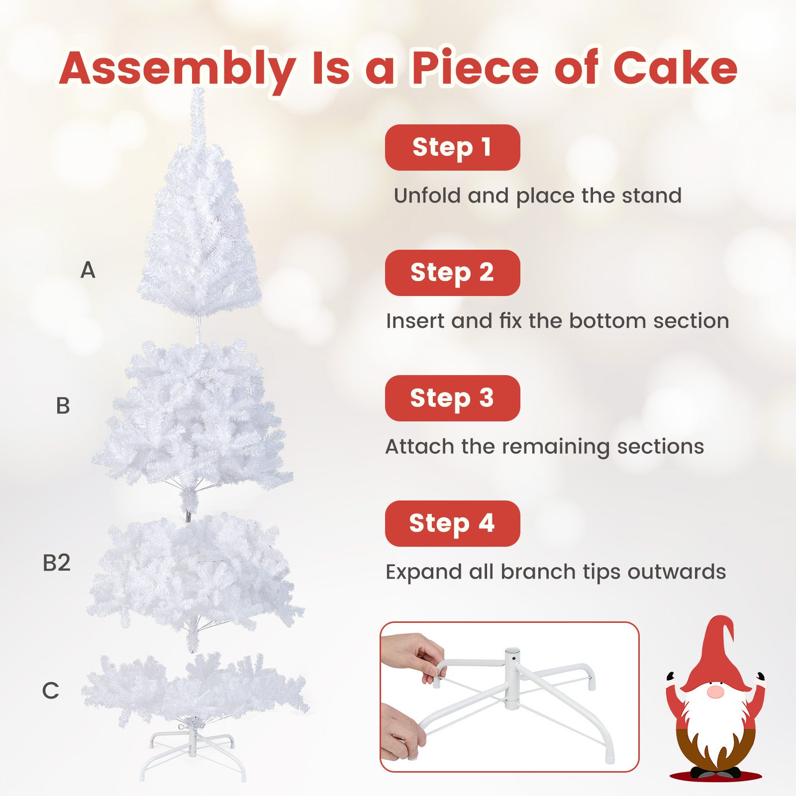 8 ft Christmas Tree, Solid Metal Stand, White Christmas Tree at Gallery Canada