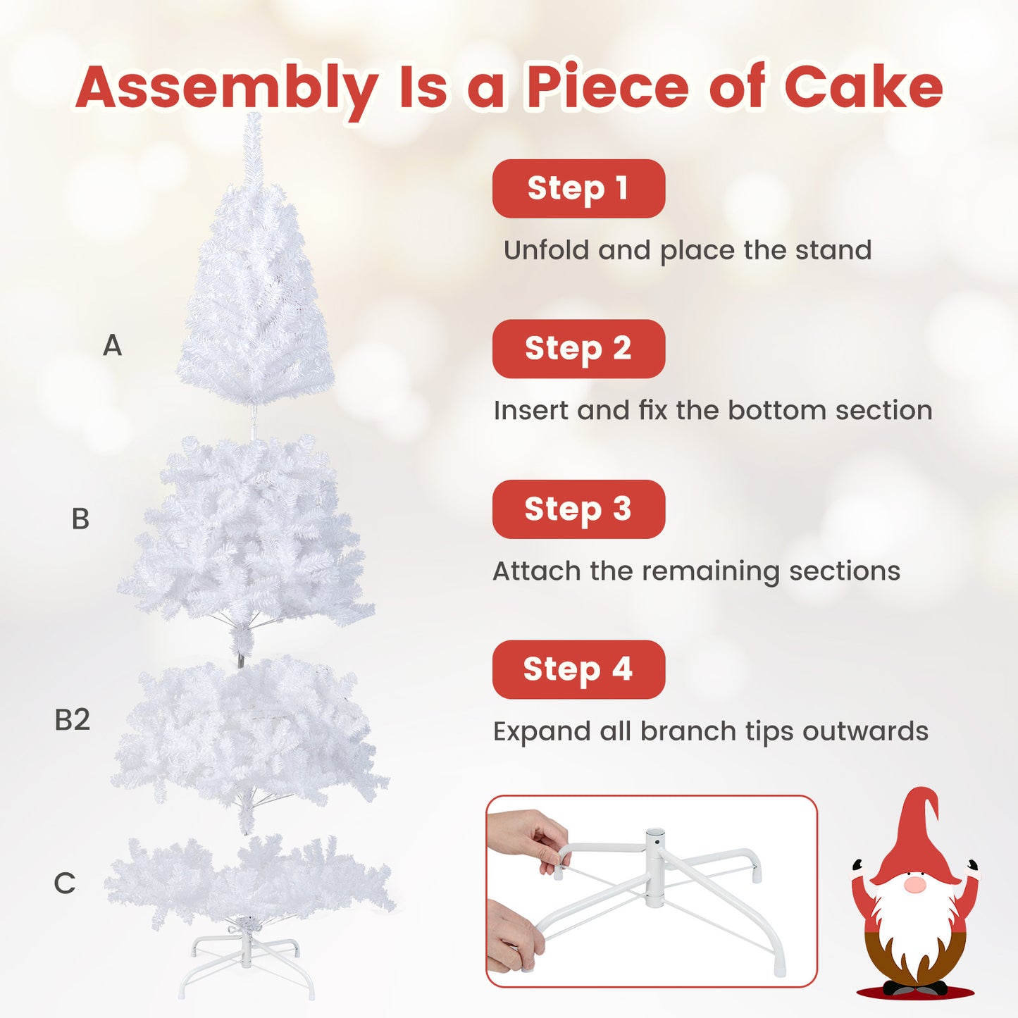 8 ft Christmas Tree, Solid Metal Stand, White Christmas Tree at Gallery Canada