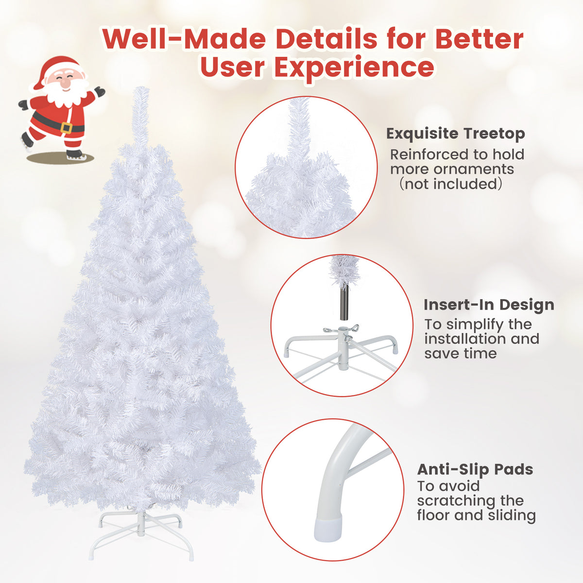 5 ft Artificial PVC Christmas Tree, Solid Metal Stand, White Christmas Tree at Gallery Canada