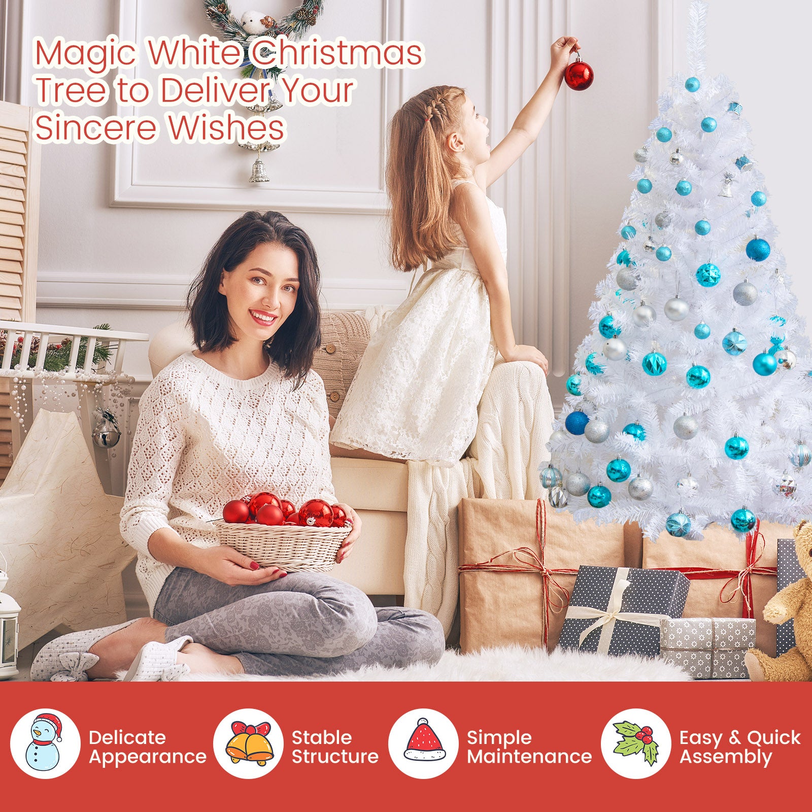 5 ft Artificial PVC Christmas Tree, Solid Metal Stand, White Christmas Tree at Gallery Canada