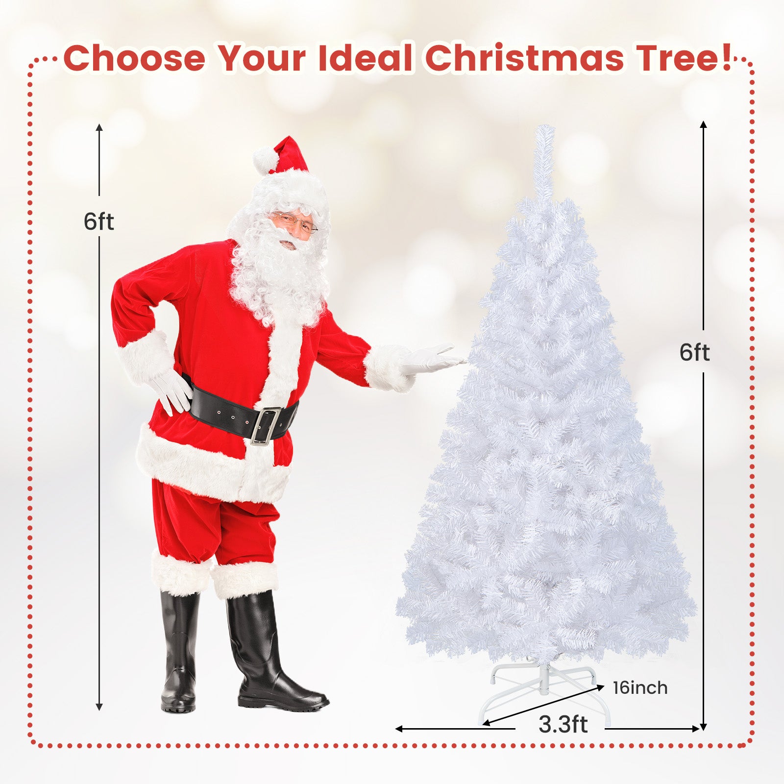 6 ft Christmas Tree, Solid Metal Stand, White Christmas Tree at Gallery Canada