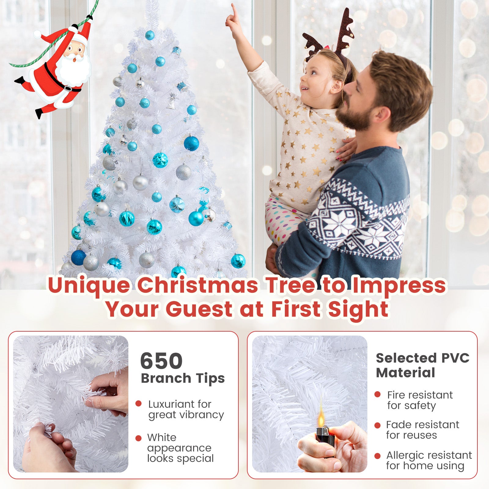 6 ft Christmas Tree, Solid Metal Stand, White Christmas Tree at Gallery Canada