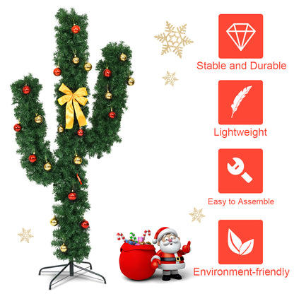6 ft Artificial Cactus PVC Christmas Tree, LED Lights, Ball Ornaments, Green Christmas Tree at Gallery Canada
